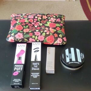 Floral Makeup Bag with NYX and Bite Beauty Products